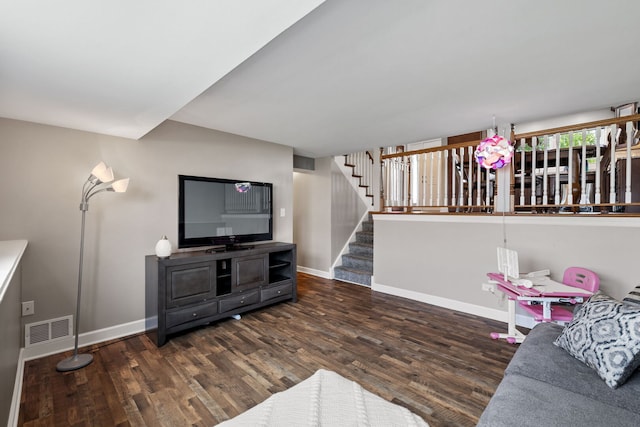 16906 Grissom Dr, Tinley Park, IL 60477 - living room featuring baseboards, stairs, and wood finished floors