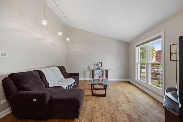 16906 Grissom Dr, Tinley Park, IL 60477 - sitting room with vaulted ceiling, hardwood / wood-style floors, and baseboards