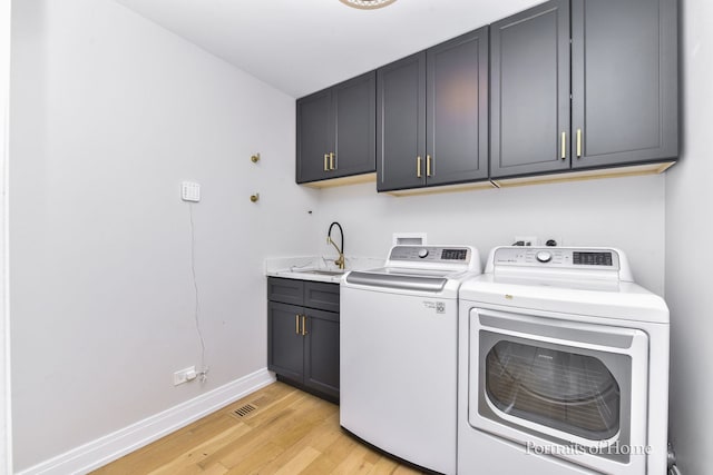 631 S Whispering Hills Dr, Naperville, IL 60540 - laundry room featuring cabinet space, light wood-style floors, and washer and clothes dryer