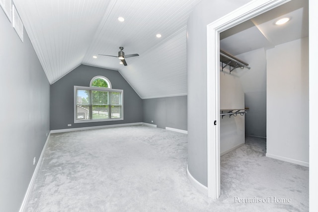 631 S Whispering Hills Dr, Naperville, IL 60540 - bonus room featuring carpet floors, vaulted ceiling, a ceiling fan, and recessed lighting