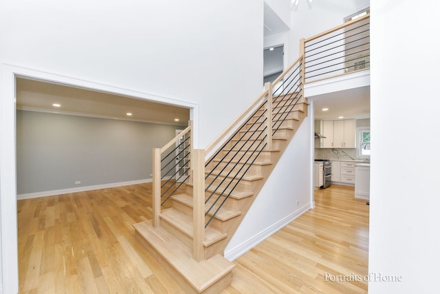 631 S Whispering Hills Dr, Naperville, IL 60540 - stairs featuring wood finished floors and recessed lighting