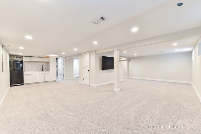 631 S Whispering Hills Dr, Naperville, IL 60540 - finished basement featuring freestanding refrigerator, recessed lighting, and light colored carpet