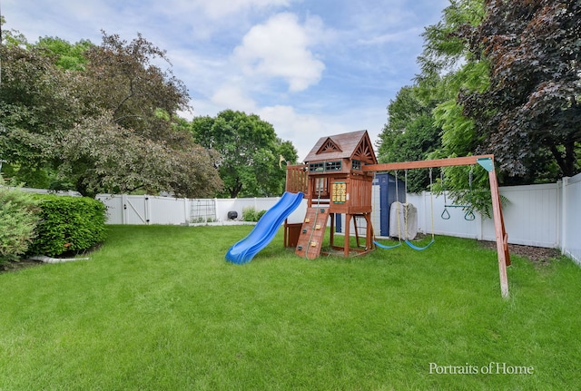 631 S Whispering Hills Dr, Naperville, IL 60540 - view of playground with a fenced backyard