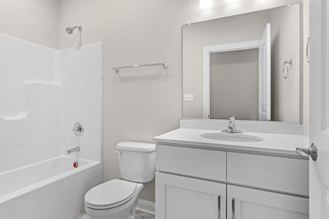 6375 Jasmine Ave, Portage, IN 46368 - bathroom featuring vanity, toilet,  shower combination, and baseboards