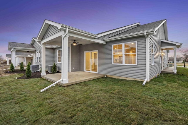 6375 Jasmine Ave, Portage, IN 46368 - back of property with ceiling fan, a patio area, a lawn, and cooling unit