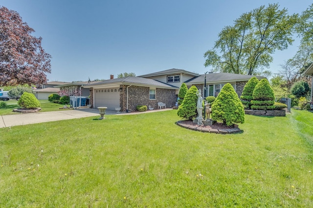 1825 W Sherry Ln, Addison, IL 60101 - split level home with an attached garage, driveway, a front yard, and brick siding