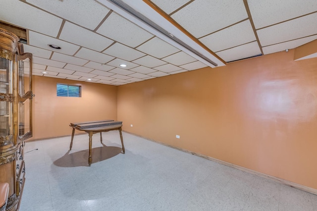 1825 W Sherry Ln, Addison, IL 60101 - finished below grade area featuring a drop ceiling, tile patterned floors, and baseboards