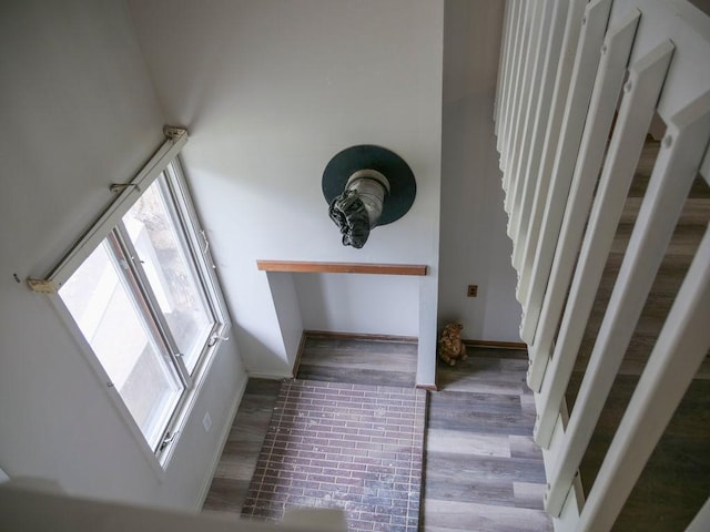 510 W Harrison St, Villa Grove, IL 61956 - stairway featuring wood finished floors and baseboards
