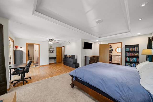 28 Lions Rd, Sandwich, IL 60548 - bedroom with a raised ceiling, wood finished floors, recessed lighting, and an office area