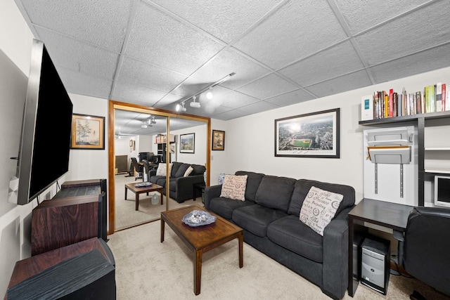 28 Lions Rd, Sandwich, IL 60548 - carpeted living area with rail lighting and a drop ceiling