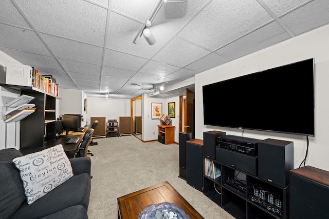 28 Lions Rd, Sandwich, IL 60548 - carpeted living area with a drop ceiling and a desk