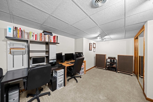 28 Lions Rd, Sandwich, IL 60548 - carpeted office space with a paneled ceiling and baseboards