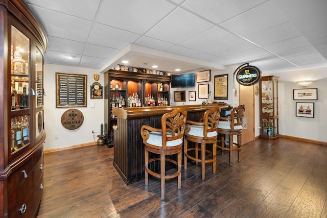 28 Lions Rd, Sandwich, IL 60548 - indoor dry bar featuring a drop ceiling and dark wood-type flooring