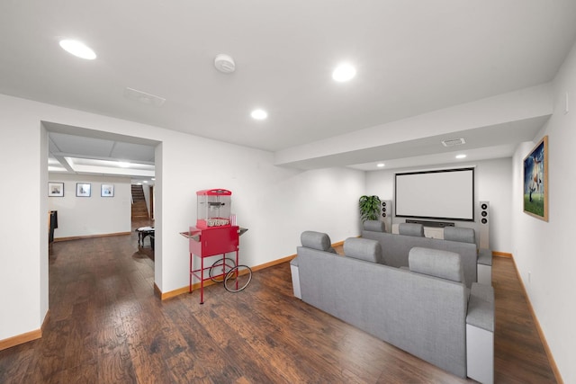 28 Lions Rd, Sandwich, IL 60548 - home theater room featuring wood finished floors and recessed lighting
