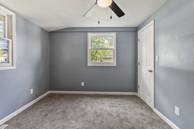 1003 S Pleasantview Dr, Tuscola, IL 61953 - carpeted spare room with a ceiling fan, lofted ceiling, and baseboards
