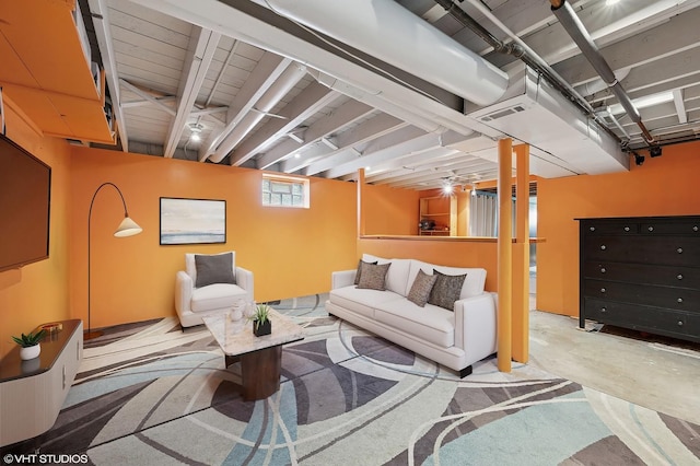 9008 Marmora Ave, Morton Grove, IL 60053 - living area with concrete floors