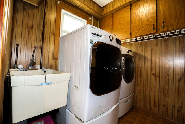 19421 W Hoag Ct, Mundelein, IL 60060 - laundry room with wooden walls and separate washer and dryer
