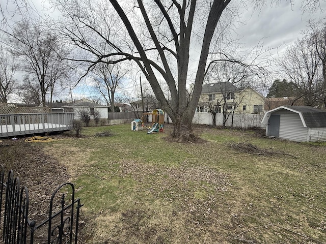 1310 S Sumner St, Wheaton, IL 60187 - view of yard featuring a playground and a wooden deck