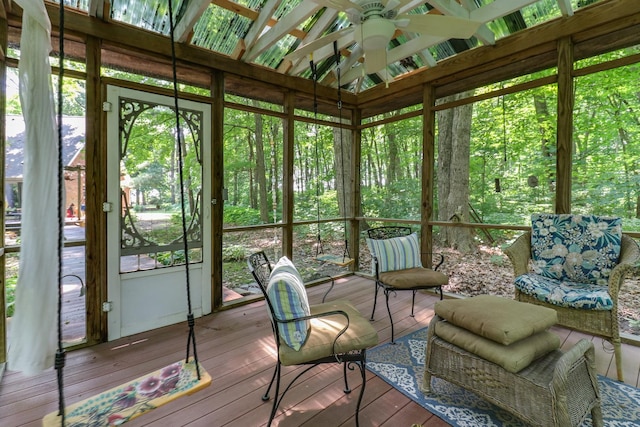 26136 E 2200 N Rd, Lexington, IL 61753 - sunroom featuring ceiling fan and vaulted ceiling