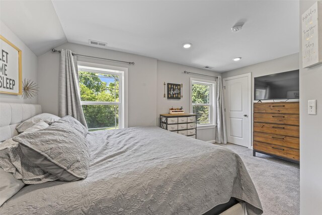 221 N 6th St, Saint Charles, IL 60174 - carpeted bedroom featuring multiple windows, lofted ceiling, and recessed lighting