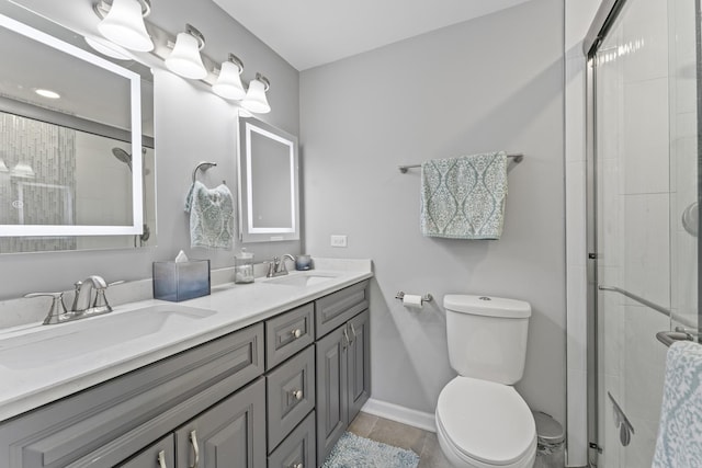 221 N 6th St, Saint Charles, IL 60174 - full bathroom with double vanity, a stall shower, and tile patterned flooring
