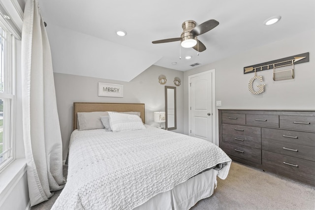 221 N 6th St, Saint Charles, IL 60174 - bedroom featuring light carpet, recessed lighting, and a ceiling fan