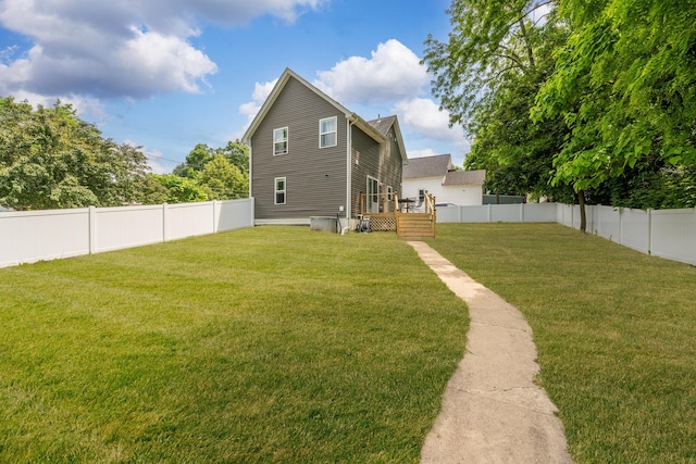 221 N 6th St, Saint Charles, IL 60174 - rear view of house featuring a fenced backyard and a wooden deck