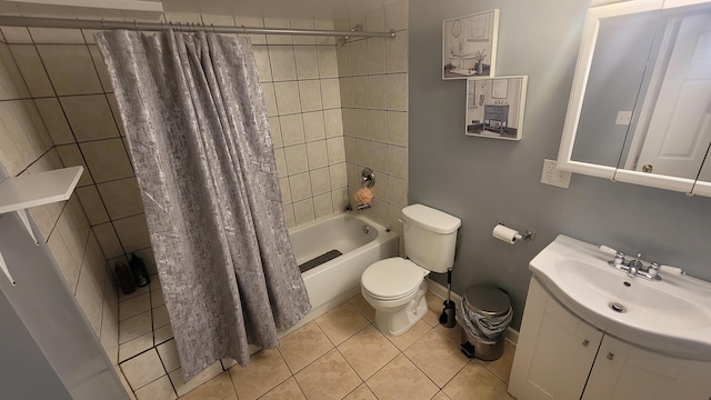 2676 N Julian Ter, River Grove, IL 60171 - full bathroom with toilet, vanity, tile patterned floors, baseboards, and shower / bath combination with curtain