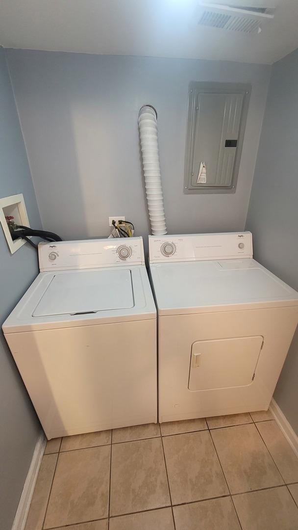 2676 N Julian Ter, River Grove, IL 60171 - laundry room with light tile patterned flooring, washing machine and clothes dryer, baseboards, and electric panel