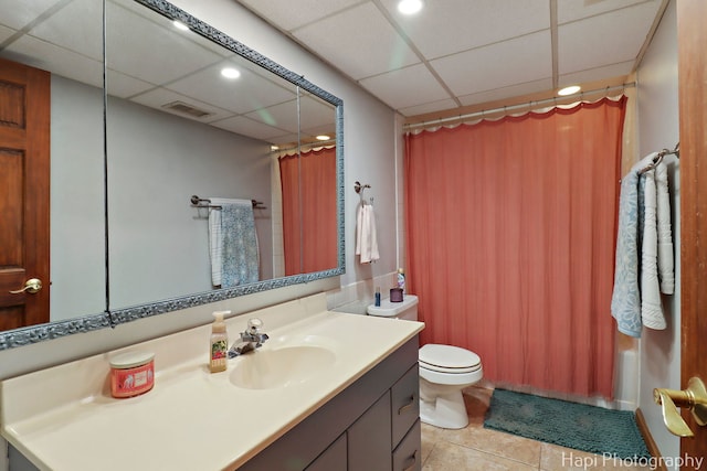 1415 Arabian Spur, Mchenry, IL 60051 - full bath featuring a paneled ceiling, vanity, tile patterned flooring, a shower with shower curtain, and recessed lighting