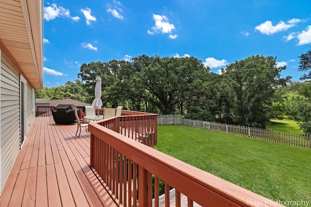 1415 Arabian Spur, Mchenry, IL 60051 - wooden terrace featuring a fenced backyard, view of scattered trees, and grilling area