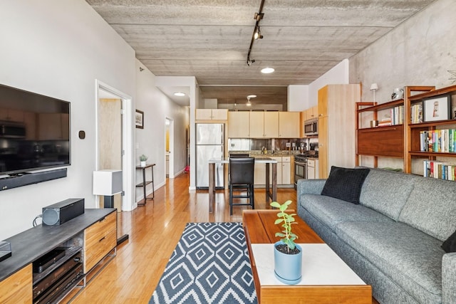 630 N Franklin St Unit 618, Chicago, IL 60654 - living area with light wood-style floors and rail lighting