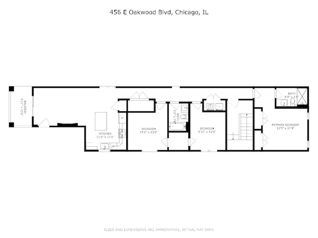 456 E Oakwood Blvd Unit 3, Chicago, IL 60653 - floor plan / room layout