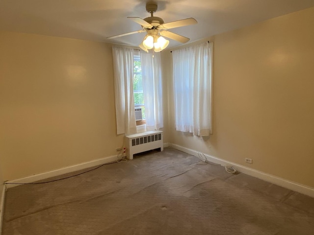 2834 W Granville Ave Unit 2A, Chicago, IL 60659 - carpeted spare room with radiator heating unit, baseboards, and a ceiling fan