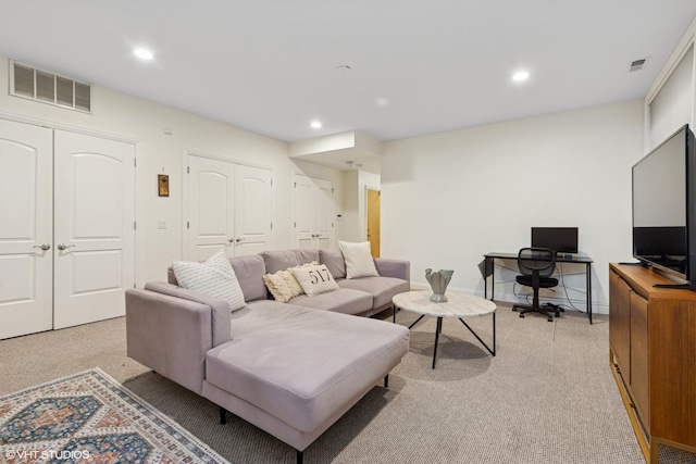 3020 N Sheffield Ave Unit 1N, Chicago, IL 60657 - living area featuring light carpet, recessed lighting, and an office area
