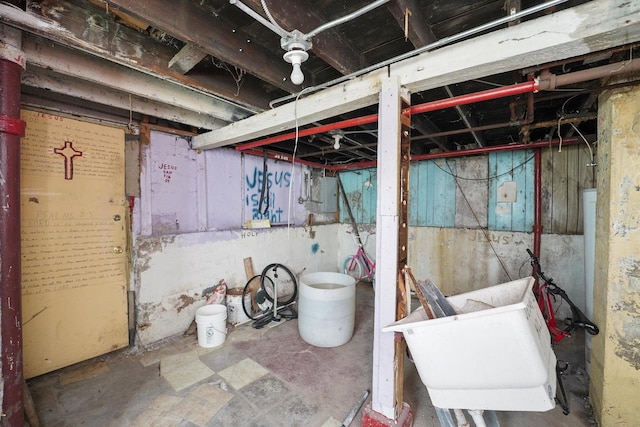 6116 S Marshfield Ave, Chicago, IL 60636 - unfinished basement featuring a sink and electric panel