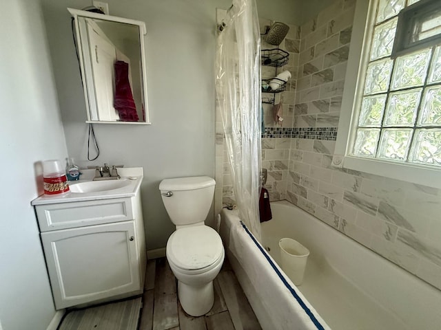 2326 Walnut St, Blue Island, IL 60406 - bathroom with toilet, vanity, and shower / tub combo with curtain