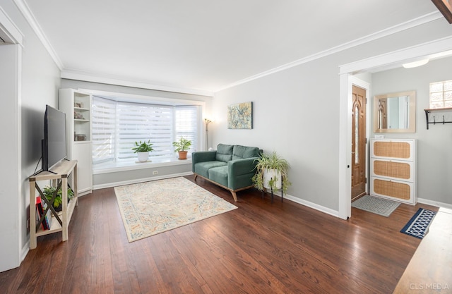 1405 Cynthia Ave, Park Ridge, IL 60068 - living area with ornamental molding, wood finished floors, and baseboards