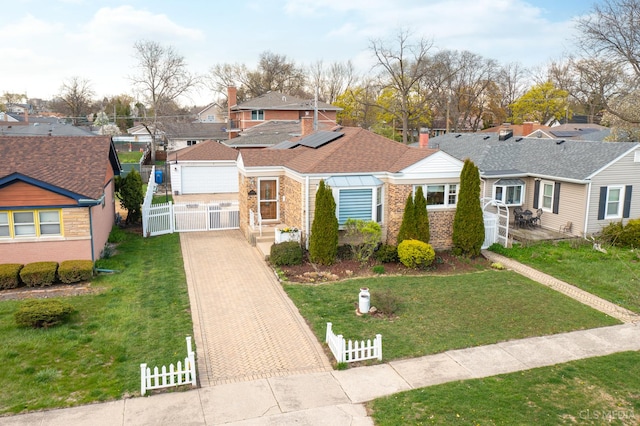 1405 Cynthia Ave, Park Ridge, IL 60068 - view of front of property featuring a garage, driveway, brick siding, solar panels, and a residential view