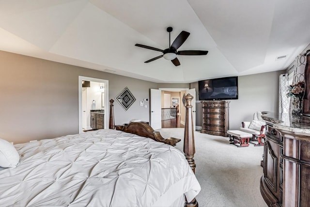 22814 Sara Springs Dr, Frankfort, IL 60423 - carpeted bedroom with a ceiling fan and ensuite bath