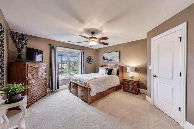 22814 Sara Springs Dr, Frankfort, IL 60423 - bedroom featuring baseboards, light colored carpet, and ceiling fan