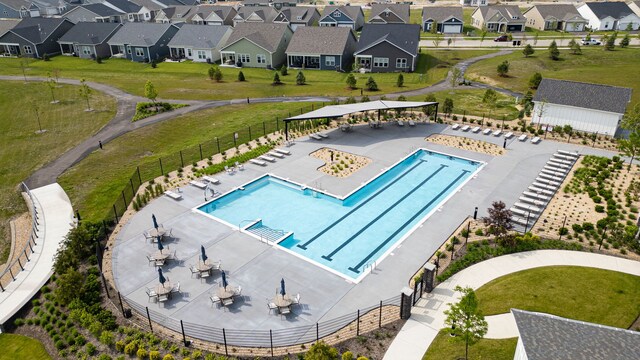 3214 Lincoln Prairie Blvd, Aurora, IL 60503 - aerial view of residential area featuring a pool area