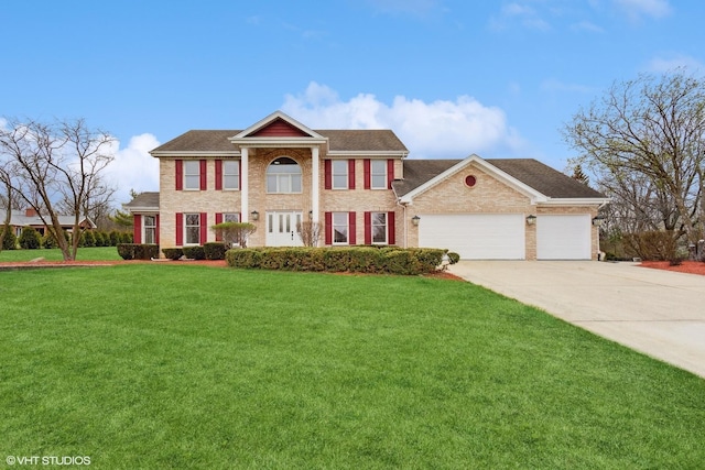 13714 S Janas Pkwy, Homer Glen, IL 60491 - view of front of house with a garage, a front yard, driveway, brick siding, and a shingled roof