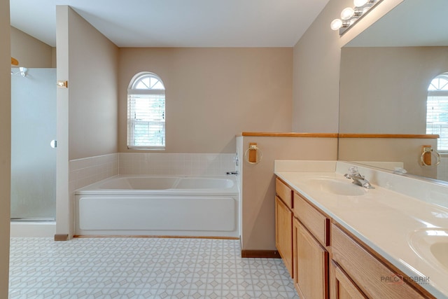 1927 Oaktree Trl, Lake Villa, IL 60046 - bathroom with plenty of natural light, a bath, double vanity, and tile patterned floors