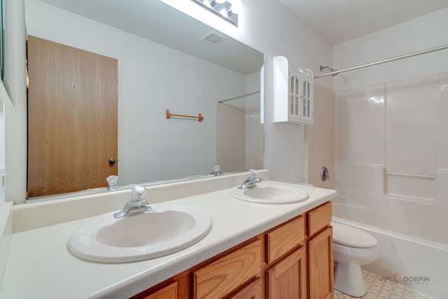 1927 Oaktree Trl, Lake Villa, IL 60046 - full bath with toilet, double vanity, and shower / bathtub combination