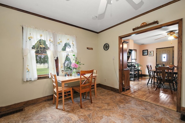 4391 N State Route 1-17, Momence, IL 60954 - dining room with a ceiling fan and ornamental molding