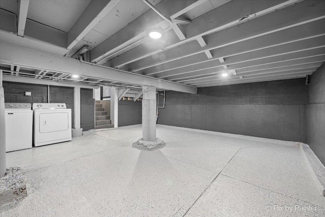 14028 S Wayman Ln, Robbins, IL 60472 - basement with independent washer and dryer and stairway