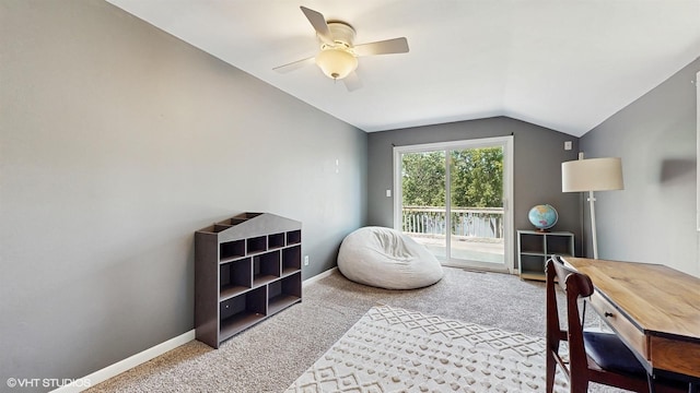 914 Ski Hill Rd, Fox River Grove, IL 60021 - office space featuring lofted ceiling, carpet flooring, and ceiling fan