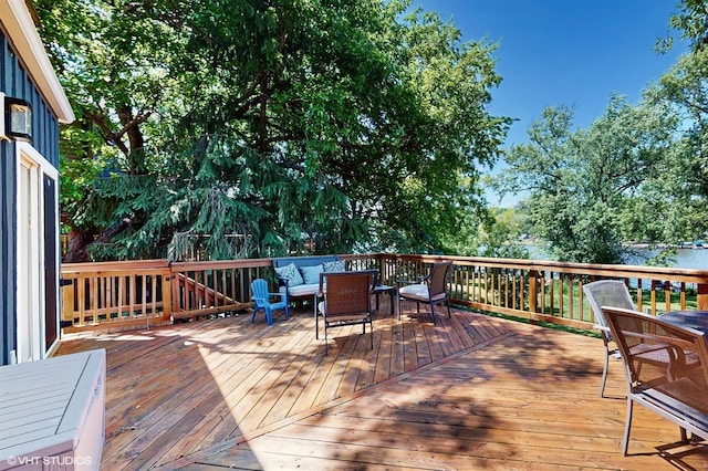 914 Ski Hill Rd, Fox River Grove, IL 60021 - wooden deck with outdoor dining area