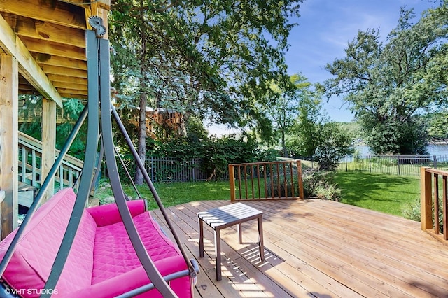 914 Ski Hill Rd, Fox River Grove, IL 60021 - wooden terrace featuring a fenced backyard